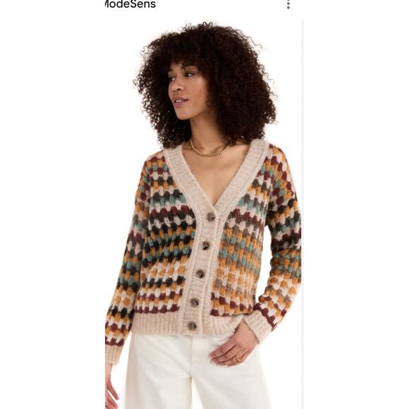 Polagram MultiColored Loose Knit Button Up Cardigan Women's Size S - Picture 1 of 8